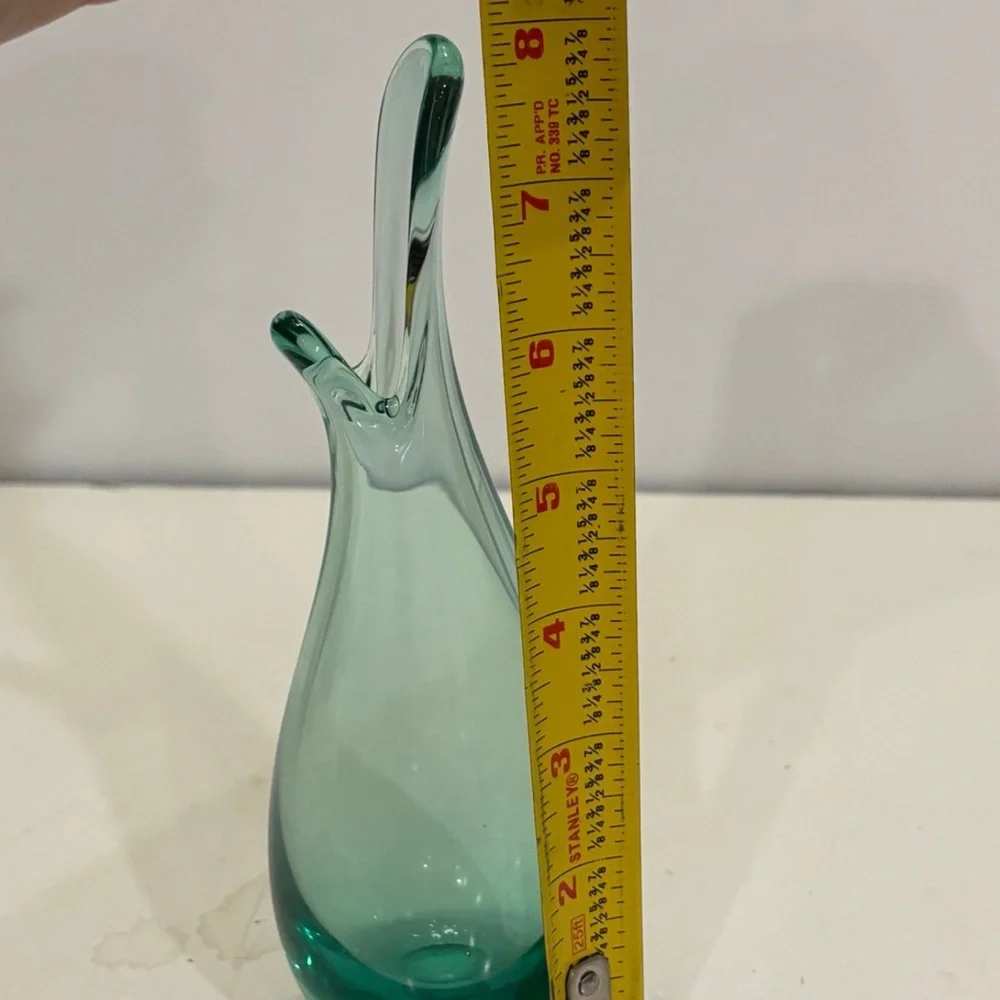 Holmegaard Akva Duckling Beak Vase, aqua